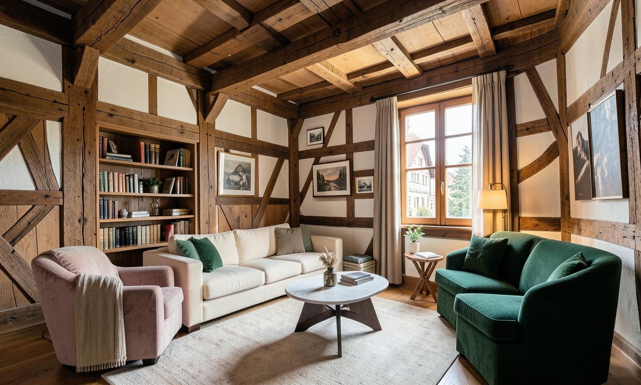 Wohnzimmer von La Barrèt No° 3 mit Fachwerk-Charme