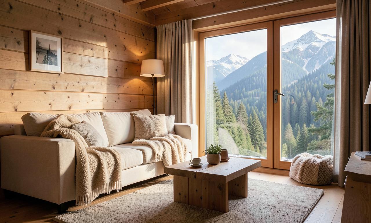 Wohnzimmer von La Forèt No° 1 mit Bergblick